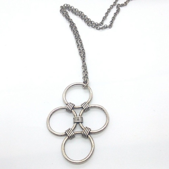 American Eagle Silver Bohemian Grunge Circle Loop Rocker Goth Necklace Vintage - Picture 3 of 9